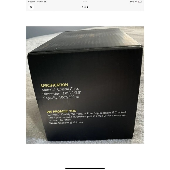 Cooko Crystal Iceberg Whiskey Glasses Bourbon/Scotch Tumblers Set of 2 New - Picture 8 of 9